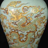  Bình Hoa Gốm Men Rạn Vẽ Vàng 24K  BKCECN-10338 