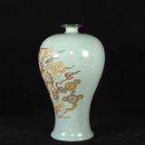  Bình Hoa Gốm Men Rạn Vẽ Vàng 24K  BKCECN-10338 