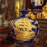  Bình Gốm Bát Tràng Thuận Buồm Xuôi Gió Dát Vàng BKCECN-10349 