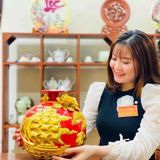  Bình Gốm Bát Tràng Thuận Buồm Xuôi Gió Dát Vàng BKCECN-10349 