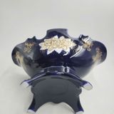  Khay Đựng Hoa Quả Gốm Sứ Men Xanh Đậm Dát Vàng BKCECN-10397 