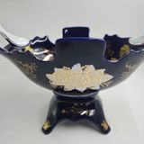  Khay Đựng Hoa Quả Gốm Sứ Men Xanh Đậm Dát Vàng BKCECN-10397 