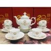  Bộ Ấm Chén Thủ Tướng Chính Phủ Lê Minh Hưng Màu Trắng Chỉ Vàng BKCECN-10411 