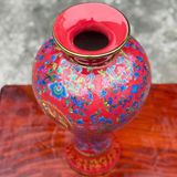  Bình Gốm Men Đỏ Vẽ Hoa Sen Rồng Phượng Sưu Tầm BKCECN-10428 