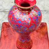  Bình Gốm Men Đỏ Vẽ Hoa Sen Rồng Phượng Sưu Tầm BKCECN-10428 