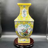  Bình Sứ Pháp Lam Tứ Giác Họa Tiết Hoa Điểu BKCECN-10446 