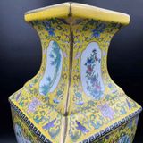  Bình Sứ Pháp Lam Tứ Giác Họa Tiết Hoa Điểu BKCECN-10446 