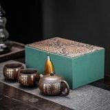  Ấm Trà Tử Sa Khắc Tâm Kinh Mạ Vàng Cổ Sưu Tầm BKCECN-10495 