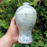  Bình gốm sứ men lam vẽ tích Văn Nhân cổ kính BKCECN-10506 
