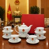 Bộ Ấm Chén Gốm Sứ In Logo Tổng Bí Thư, Chủ Tịch Nước Tô Lâm BKCECN-10543 