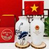Lọ Hoa Sứ Bát Tràng Liên Hoa Vươn Sắc In Logo Quốc Huy BKCECN-10552