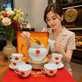  Bộ Ấm Chén Sứ In Logo Quà Tặng Tổng Bí Thư Chủ Tịch Nước Tô Lâm BKCECN-10573 