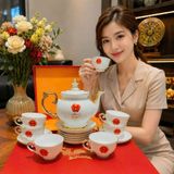  Bộ Ấm Chén Sứ In Logo Quà Tặng Tổng Bí Thư Chủ Tịch Nước Tô Lâm BKCECN-10573 