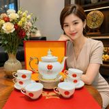  Bộ Ấm Chén Sứ In Logo Quà Tặng Tổng Bí Thư Chủ Tịch Nước Tô Lâm BKCECN-10573 