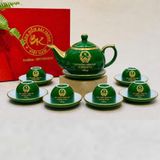  Bộ Ấm Chén Thủ Tướng Lê Minh Hưng Dáng Dẹt Men Xanh Ngọc BKCECN-10577 