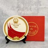  Đĩa Sứ Lưu Niệm in Tổng Bí Thư Chủ ịch nước Tô Lâm Dát Vàng 24K Bát Tràng BKCECN-10579 