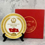  Đĩa Sứ Lưu Niệm in Tổng Bí Thư Chủ ịch nước Tô Lâm Dát Vàng 24K Bát Tràng BKCECN-10579 