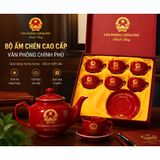  Bộ Ấm Chén Gốm Sứ in Logo Văn Phòng Chính Phủ Kính Tặng Cao Cấp BKCECN-10595 