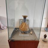  Bình Hoa Gốm Sứ Dát Vàng Đắp Nổi Họa Tiết Hoa Sen Cổ Điển BKCECN-10625 