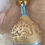  Bình Hoa Gốm Sứ Dát Vàng Đắp Nổi Họa Tiết Hoa Sen Cổ Điển BKCECN-10625 