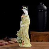  Tượng Gốm Sứ Thiếu Nữ Cổ Phong Cầm Hoa Sen Áo Vàng BKCECN-10642 