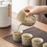  Bộ Ấm Trà Gốm Sứ Khái Hoàng Hoa Văn Cổ Điển Vẽ Vàng BKCECN-10645 