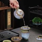  Bộ Ấm Trà Men Hỏa Biến Khai Quang Xanh Cốm Cổ Điển Kèm Hộp Vali BKCECN-10647 