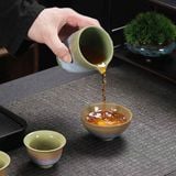  Bộ Ấm Trà Men Hỏa Biến Khai Quang Xanh Cốm Cổ Điển Kèm Hộp Vali BKCECN-10647 