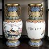  Bình Gốm Sứ Cổ Đa Sắc Hai Tai Vàng Chim Trĩ Mẫu Đơn BKCECN-10671 