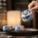  Bộ Ấm Chén Tráng Men Dát Vàng Cao Cấp BKCECN-9568 