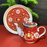  Bộ Ấm Chén Gốm Sứ Đỏ Hôn Lễ Vĩnh Kết Đồng Tâm BKCECN-9679 