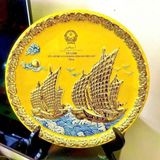  Đĩa Cảnh Bát Tràng Dát Vàng Thuận Buồm BKCEVN-9732 