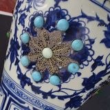  Bình Gốm Lam Bạch Sưu Tầm Khảm Đá Màu BKCECN-9754 