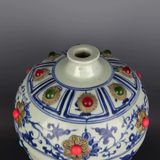  Bình Gốm Lam Bạch Sưu Tầm Khảm Đá Màu BKCECN-9754 