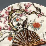  Quạt Gốm Sứ Vẽ Hoa Mai Điểu - Đồ Decor Cổ Điển BKCECN-9844 