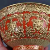  Chén Gốm Sứ Khắc Kim Bát Bảo Cát Tường . BKCECN-9957 