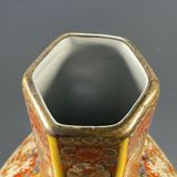  Bình Gốm Đa Giác Vẽ Gấm Nung Củi Cao Cấp BKCECN-9972 