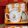 Bộ ấm chén văn phòng chính phủ màu trắng gốm sứ Bát Tràng BKCEVN-10190