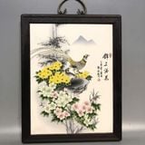  Tranh Sứ Khung Gỗ Tích Cẩm Thượng Thiêm Hoa Cổ Sưu Tầm BKHFCN-9024 