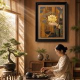  Tranh sơn dầu nghệ thuật Phật nâng hoa sen BKHFCN-9038 