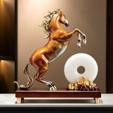  Tượng Ngựa Mã Đáo Thành Công Đỏ Hổ Phách Kết Hợp Vòng Ngọc Bình An BKHFCN-9072 