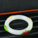  Vòng Tay Ngọc Bích Trắng Mạ Vàng BKJECN-9299 