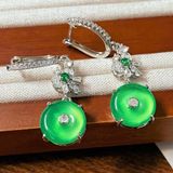  Bông tai đính ngọc bích bọc bạc s925 BKJECN-9302 