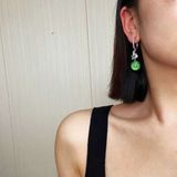  Bông tai đính ngọc bích bọc bạc s925 BKJECN-9302 