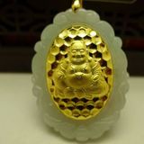  Mặt Dây Chuyền Phật Di Lặc Ngọc Bích Viền Vàng BKJECN-9312 