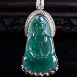  Mặt dây chuyền quan âm ngọc bích đính kim cương BKJECN-9313 