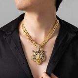  Dây Chuyền Hip-Hop Nam Đầu Hổ Mạ Vàng BKJECN-9329 