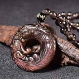  Dây Chuyền Đá Obsidian Rồng Phượng Phong Thủy BKJECN-9332 