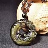  Dây Chuyền Đá Obsidian Rồng Phượng Phong Thủy BKJECN-9332 