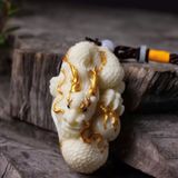  Mặt Dây Chuyền Rồng Ngà Trắng Thếp Vàng BKJECN-9336 